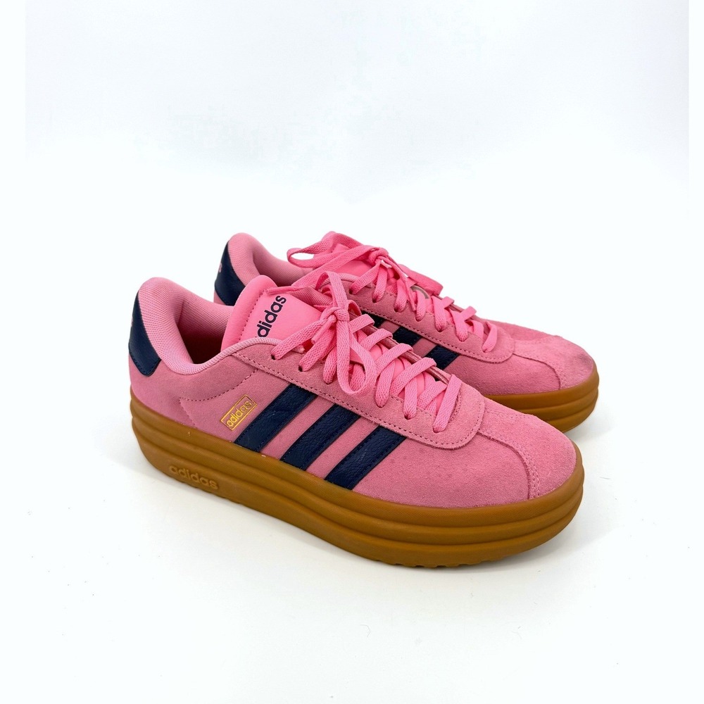 Adidas VL Court Bold Platform Pink Navy Gum Suede Sneakers JI1789 Womens 7.5